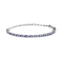 EverTrue Tanzanite and White Zircon 3.40 ctw Bracelet in Platinum Bond (6.50-8.50In)