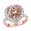 10K Rose Gold AAA Marropino Morganite, Luxuriant Lab Grown Diamond (G-H, SI) Heart Ring (Size 9.0) 4.86 ctw - Sticky add to cart bar