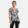 Brittany Black Navy Puff Sleeve Printed Tunic - S - Sticky add to cart bar