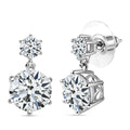 D'Joy Moissanite 7.85 ctw Sparkle Dewdrop Earrings in Rhodium Over Sterling Silver - Sticky add to cart bar