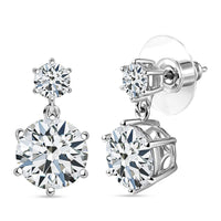 D'Joy Moissanite 7.85 ctw Sparkle Dewdrop Earrings in Rhodium Over Sterling Silver