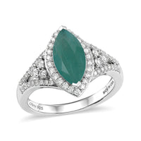 D'Joy Premium Grandidierite, Moissanite Ring in Rhodium Over Sterling Silver (Size 7.0) 2.15 ctw
