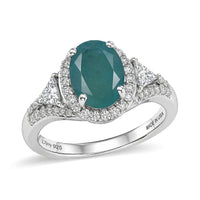 D'Joy Premium Grandidierite, Moissanite Ring in Rhodium Over Sterling Silver (Size 10.0) 2.60 ctw