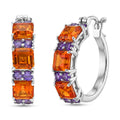 EverTrue Lab Created Orange and Purple Sapphire 6.60 ctw Art Deco Earrings in Platinum Bond - Sticky add to cart bar