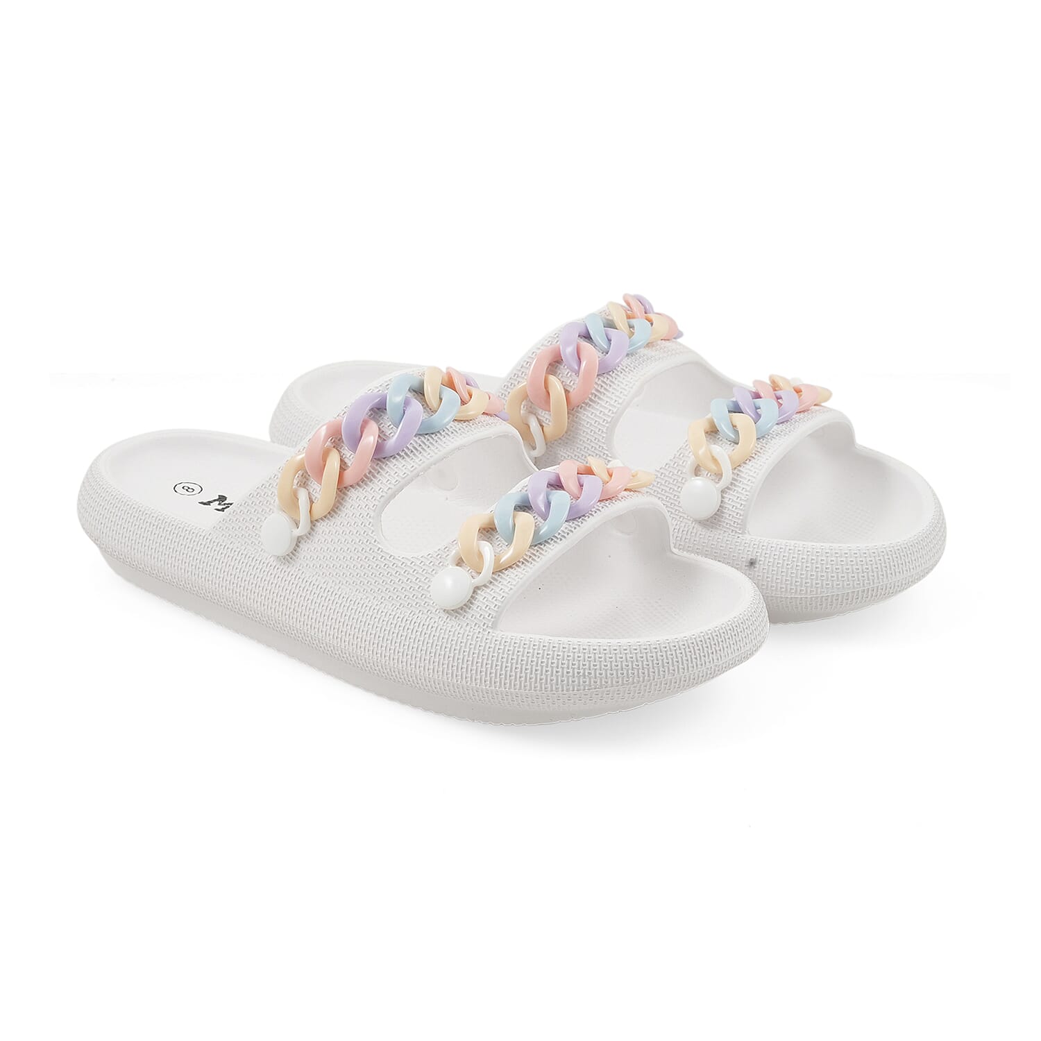 Mudd Ladies White Eva Chain Slides