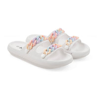 Mudd Ladies White Eva Chain Slides