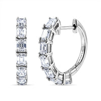 D'Joy Moissanite (Rnd 4mm) Hoop Earrings in Rhodium Over Sterling Silver 3.20 ctw