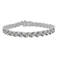 D'Joy Premium Green Sapphire, Moissanite Emerald Vine Royale Bracelet in Rhodium Over Sterling Silver (6.50 In) 9.35 ctw