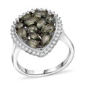 D'Joy Premium Green Sapphire, Moissanite Secret Garden Bloom Ring in Rhodium Over Sterling Silver (Size 10.0) 2.75 ctw - Sticky add to cart bar