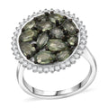 D'Joy Premium Green Sapphire, Moissanite Secret Garden Bloom Ring in Rhodium Over Sterling Silver (Size 10.0) 2.75 ctw - Sticky add to cart bar