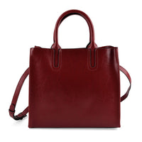 La Marey Red Genuine Leather Tote Bag with Leather Long Strap