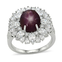 D'Joy Blue Star Sapphire (DF), Multi Gemstone Royal Star Bloom Ring in Rhodium Over Sterling Silver (Size 10.0) 9.80 ctw