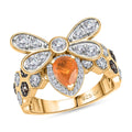 GP Premium Jalisco Fire Opal, Brown and White Zircon 2.50 ctw Ring in 18K Vermeil Yellow Gold Over Sterling Silver - Sticky add to cart bar