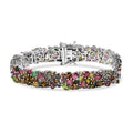 D'Joy Premium Multi-Tourmaline and Champagne Zircon 20.90 ctw Seashell Bracelet in Rhodium Over Sterling Silver (7.25 In) - Sticky add to cart bar