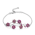 D'Joy Niassa Ruby (FF), Pink Tourmaline and White Zircon 4.20 ctw Bracelet in Rhodium Over Sterling Silver (6.5-8.5In) - Sticky add to cart bar