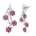 D'Joy Niassa Ruby (FF) and Pink Tourmaline and White Zircon 2.60 ctw Earrings in Rhodium Over Sterling Silver - Sticky add to cart bar