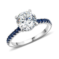14K White Gold Luxuriant Lab Grown Diamond (VS1), Blue Sapphire Ring (Size 6.0) (Delivery in 7-10 Days) 2.00 ctw