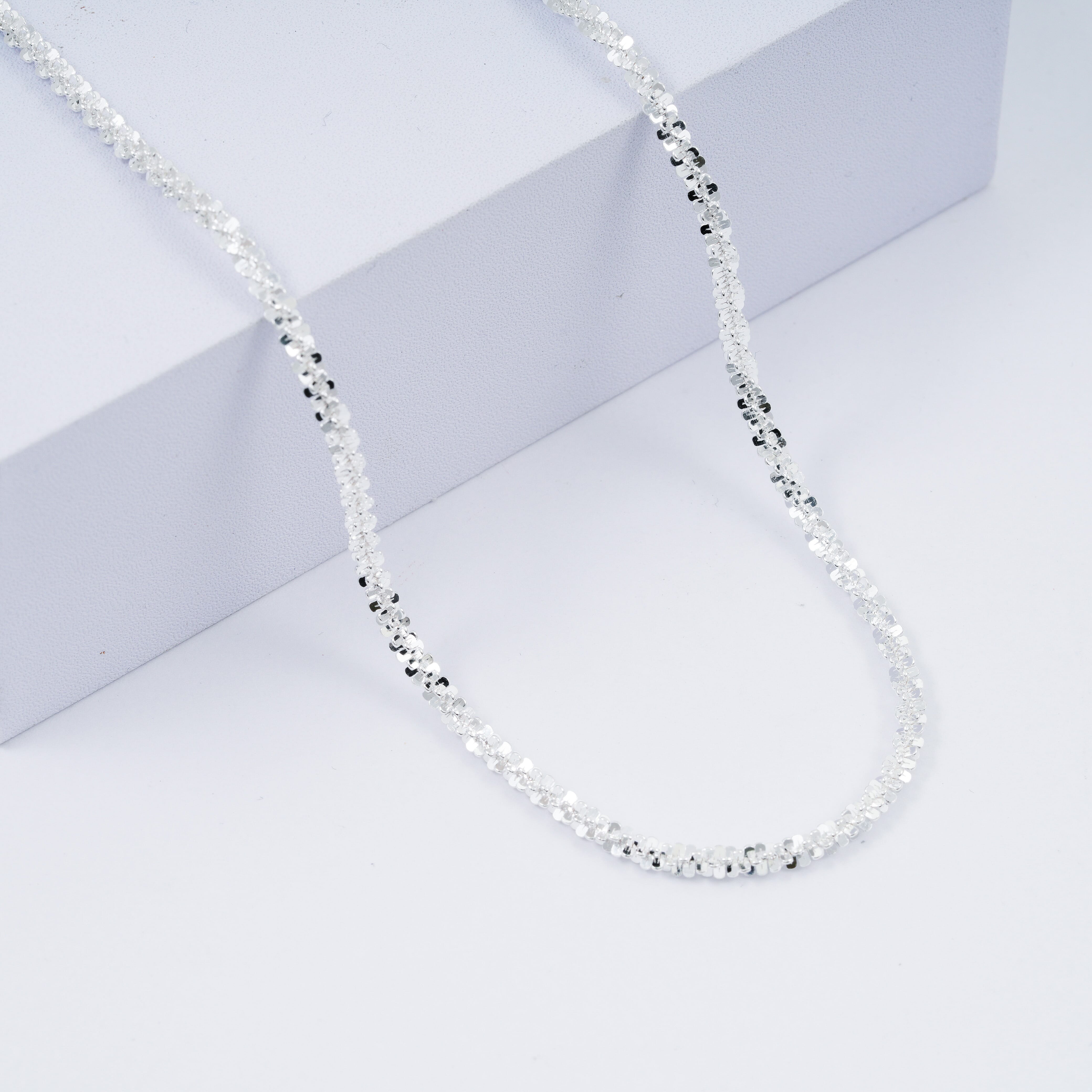 Italian Twisted Roc Chain Necklace in Sterling Silver 12.6 Grams (20 Inches)