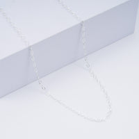 Italian Oval Drop Diamond-cut Chain Necklace in Sterling Silver 2.30 Grams (24 Inches)