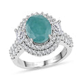 D'Joy Grandidierite, Moissanite Ring in Rhodium Over Sterling Silver (Size 10.0) (Del in 7-10 days) 4.06 ctw - Sticky add to cart bar