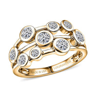 Luxuriant Lab Grown Diamond G-H SI 1.00 ctw Cluster Ring in 18K Vermeil Yellow Gold Over Sterling Silver (Size 7.0)