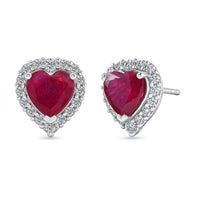 D'Joy Premium Niassa Ruby (FF), Moissanite Stud Earrings in Rhodium Over Sterling Silver 4.00 ctw
