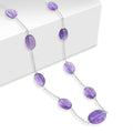 D'Joy African Amethyst 50.00 ctw Beaded Necklace in Rhodium Over Sterling Silver (24 Inches) - Sticky add to cart bar