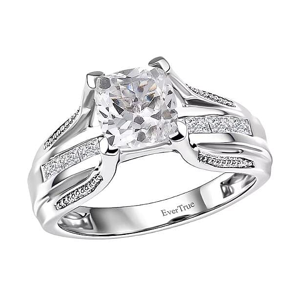 EverTrue Lab Created White Sapphire Bridge Ring in Platinum Bond (Size 10.0) 2.60 ctw