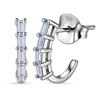 Luxuriant Lab Grown Diamond (VS) Baguette Matrix Hoop Earrings in Platinum Over Sterling Silver 0.15 ctw