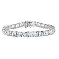 D'Joy Premium Asscher Cut White Topaz Eternal Spark Bracelet in Rhodium Over Sterling Silver (7.25 In) 39.70 ctw - Sticky add to cart bar