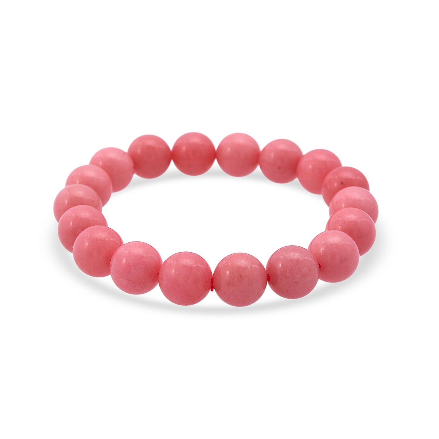 Peach Pink Color Chalcedony 139.50 ctw Beaded Stretch Bracelet