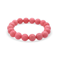 Peach Pink Color Chalcedony 139.50 ctw Beaded Stretch Bracelet