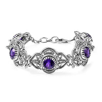 D'Joy Passport to Turkey Artisan Crafted Premium African Amethyst 9.35 ctw Bracelet in Sterling Silver (7.25 In)