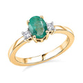 Luxoro 10K Yellow Gold Premium Boyaca Colombian Emerald, Diamond (I2) Ring (Size 6.0) 0.90 ctw - Sticky add to cart bar