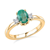 Luxoro 10K Yellow Gold Premium Boyaca Colombian Emerald, Diamond (I2) Ring (Size 6.0) 0.90 ctw