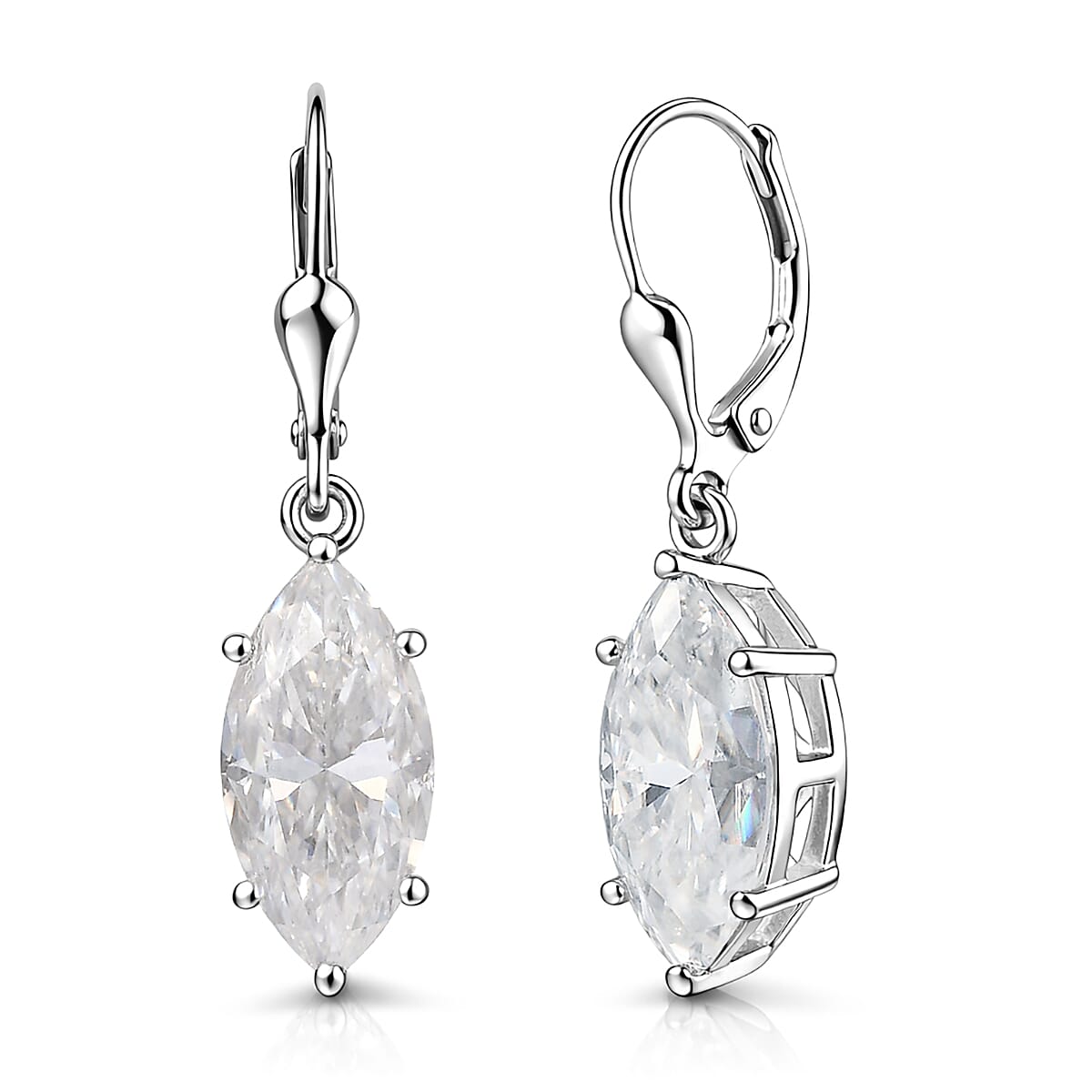 D'Joy Moissanite 8.70 ctw Celestial Leaf Drop Earrings in Rhodium Over Sterling Silver