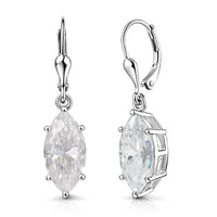D'Joy Moissanite 8.70 ctw Celestial Leaf Drop Earrings in Rhodium Over Sterling Silver