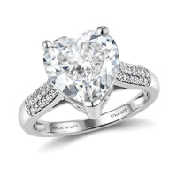 D'Joy Moissanite Heart Ring in Rhodium Over Sterling Silver (Size 10.0) 6.40 ctw