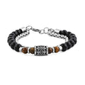 Tigers Eye and Black Onyx 32.80 ctw Beaded Bracelet in Stainless Steel (8-9In) - Sticky add to cart bar