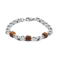 Tigers Eye 4.50 ctw Beaded Bracelet in Stainless Steel (8.00 In)
