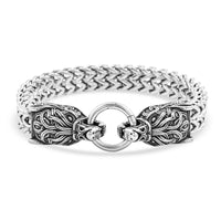 Viking Wolf Head Bracelet in ION Plated YG Stainless Steel (9.50 In)