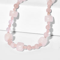 EverTrue Galilea Rose Quartz 393.00 ctw Beaded Necklace in Platinum Bond 18 Inches