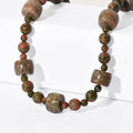EverTrue Autumn Jasper and Unakite 381.00 ctw Beaded Necklace in Platinum Bond 18 Inches - Sticky add to cart bar
