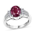 D'Joy AAA Natural Ruby, Moissanite Ring in Rhodium Over Sterling Silver (Size 10.0) 2.80 ctw - Sticky add to cart bar