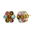 D'Joy Premium Multi-Tourmaline 2.10 ctw Color Blossom Stud Earrings in 18K Vermeil Yellow Gold Over Sterling Silver (Del. In 8-10 Days) - Sticky add to cart bar