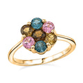 D'Joy Premium Multi Tourmaline Ring in 18K Vermeil YG Over Sterling Silver (Size 10.0) 1.60 ctw - Sticky add to cart bar