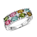 D'Joy Premium Multi Tourmaline, Moissanite Ring in Rhodium Over Sterling Silver (Size 10.0) 1.90 ctw - Sticky add to cart bar