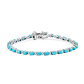 Premium Sleeping Beauty Turquoise, Luxuriant Lab Grown Diamond (0.40 cts) (I3) Bracelet in Rhodium Over Sterling Silver (7.25 In) 4.50 ctw - Sticky add to cart bar