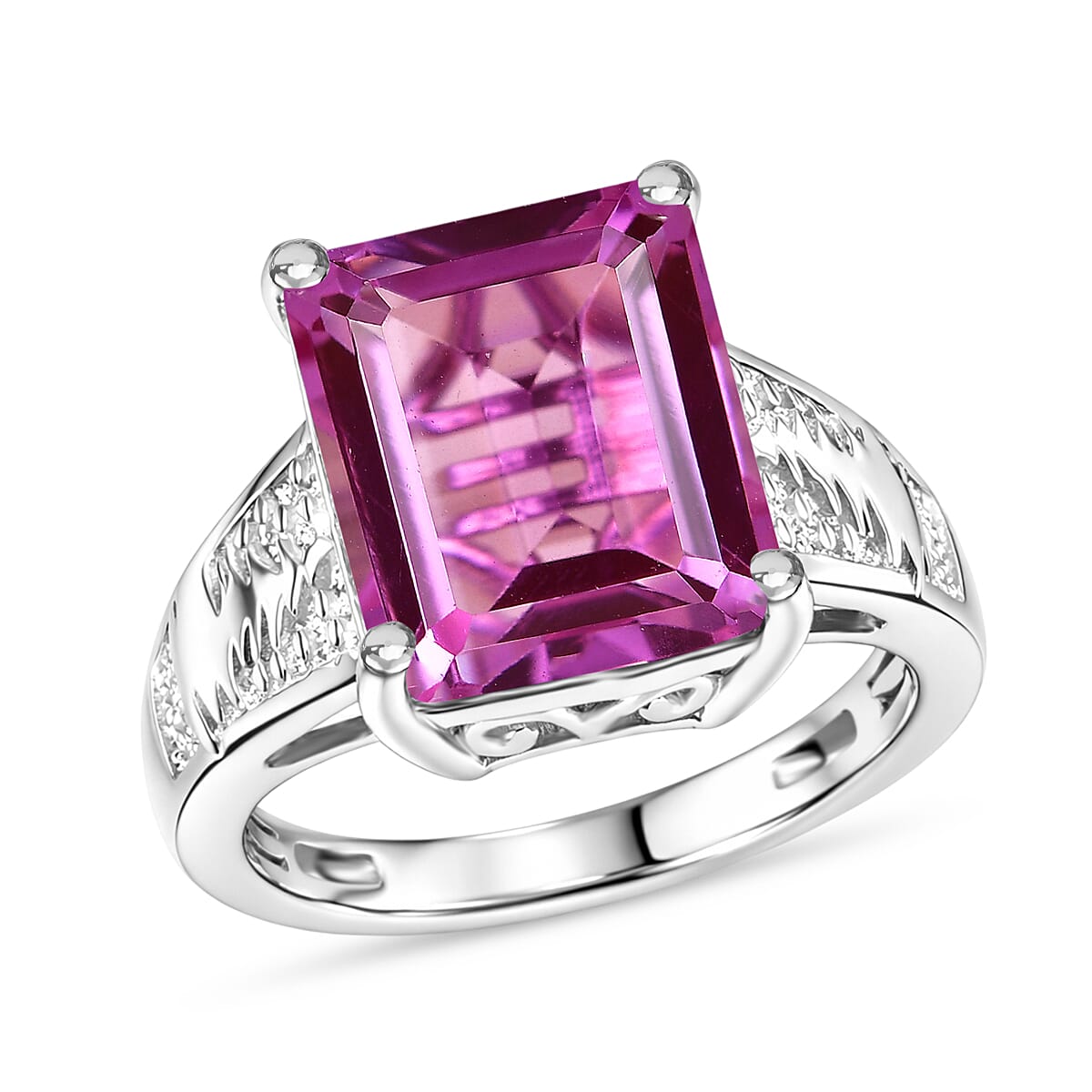 EverTrue African Lilac Quartz (Triplet) 6.85 ctw Ring in Platinum Bond (Size 10.0)