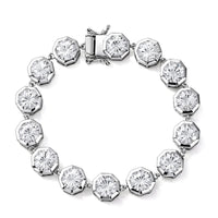 D'Joy White Topaz 36.85 ctw Endless Elegance Bracelet in Rhodium Over Sterling Silver (7.25 In)
